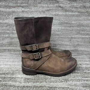 UGG 1095155 Lorna Brown Suede Leather Waterproof Zip Up Boots Women's Size 7.5